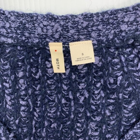 Moth Anthropologie Sweater Small Knit V Neck Pullover Blue Side Zipper Detail - Picture 2 of 12